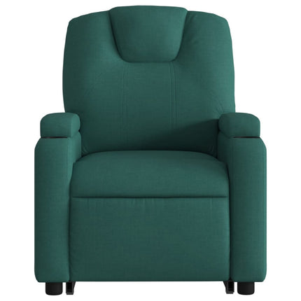 Reclinerfåtölj med uppresningshjälp mörkgrön tyg