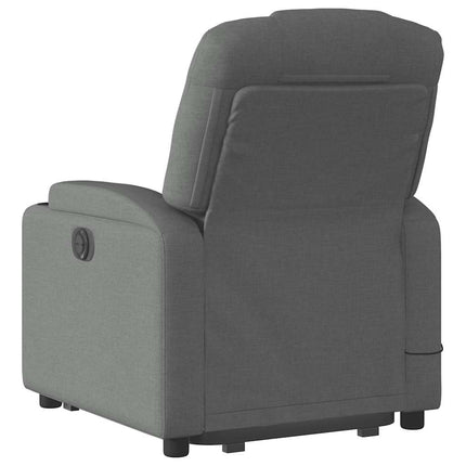 Massagefåtölj med uppresningshjälp mörkgrå tyg
