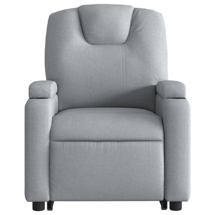 Elektrisk reclinerfåtölj med uppresningshjälp ljusgrå tyg