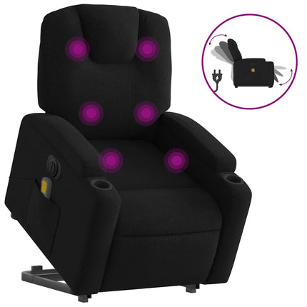 Elektrisk massagefåtölj med uppresningshjälp svart tyg