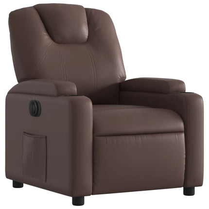 Elektronisk reclinerfåtölj brun konstläder