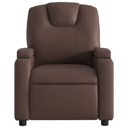 Elektronisk reclinerfåtölj brun konstläder