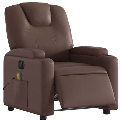 Elektrisk massagefåtölj brun konstläder