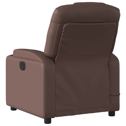 Elektrisk massagefåtölj brun konstläder
