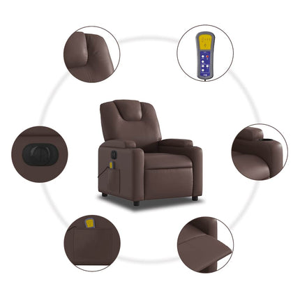 Elektrisk massagefåtölj brun konstläder