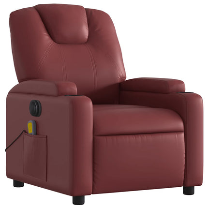 Elektrisk massagefåtölj vinröd konstläder