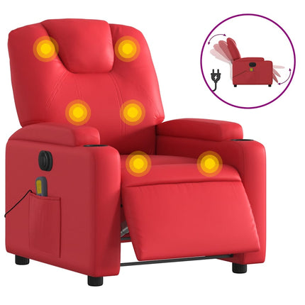Elektrisk massagefåtölj röd konstläder