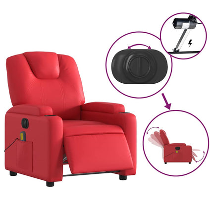 Elektrisk massagefåtölj röd konstläder