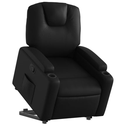 Reclinerfåtölj med uppresningshjälp svart konstläder
