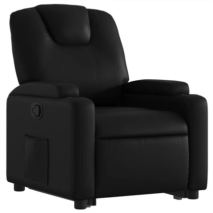Reclinerfåtölj med uppresningshjälp svart konstläder