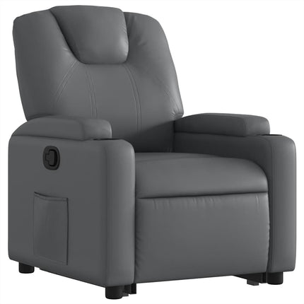 Reclinerfåtölj med uppresningshjälp grå konstläder