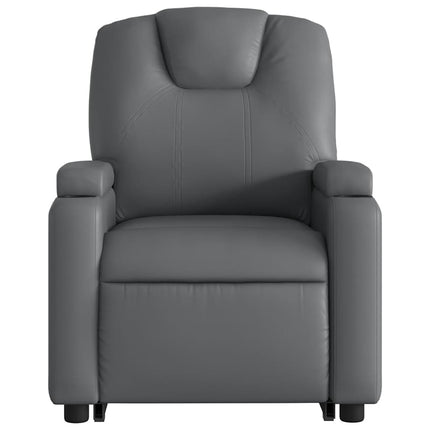 Reclinerfåtölj med uppresningshjälp grå konstläder