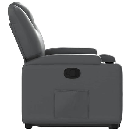 Reclinerfåtölj med uppresningshjälp grå konstläder