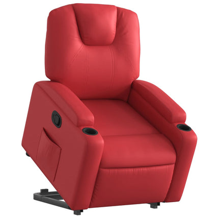 Reclinerfåtölj med uppresningshjälp röd konstläder