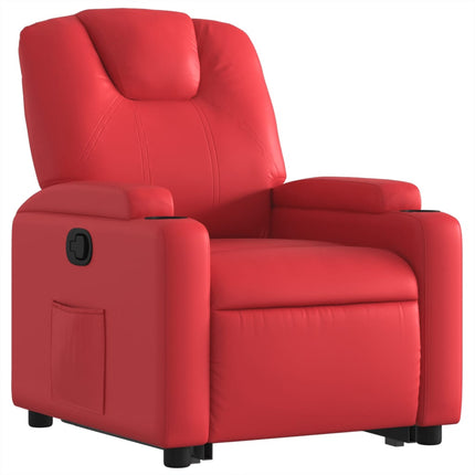 Reclinerfåtölj med uppresningshjälp röd konstläder