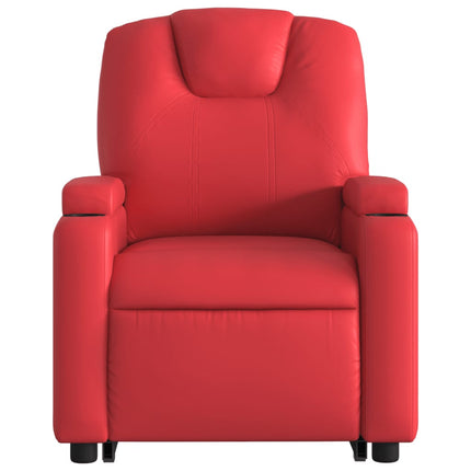 Reclinerfåtölj med uppresningshjälp röd konstläder