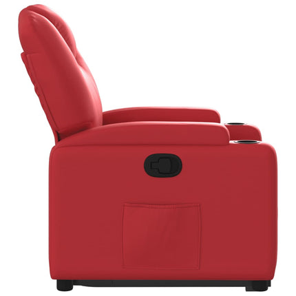 Reclinerfåtölj med uppresningshjälp röd konstläder