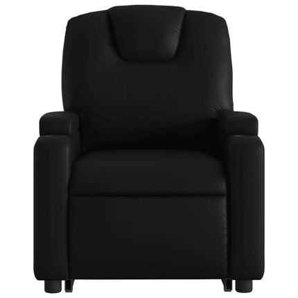 Massagefåtölj med uppresningshjälp svart konstläder