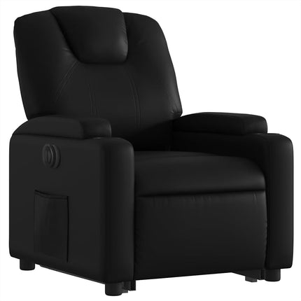 Reclinerfåtölj med uppresningshjälp svart konstläder
