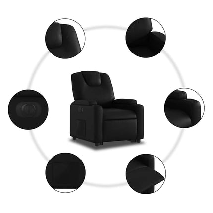 Reclinerfåtölj med uppresningshjälp svart konstläder