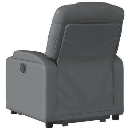 Reclinerfåtölj med uppresningshjälp grå konstläder