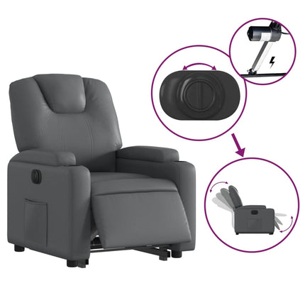 Reclinerfåtölj med uppresningshjälp grå konstläder