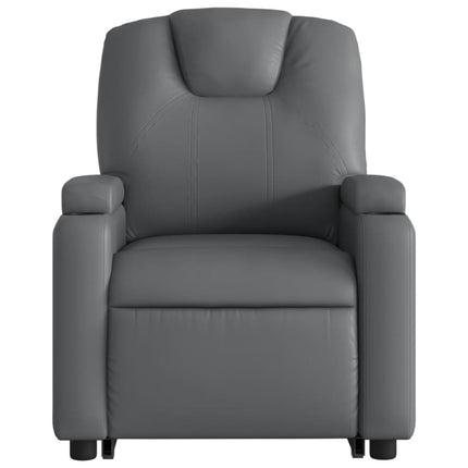 Reclinerfåtölj med uppresningshjälp grå konstläder