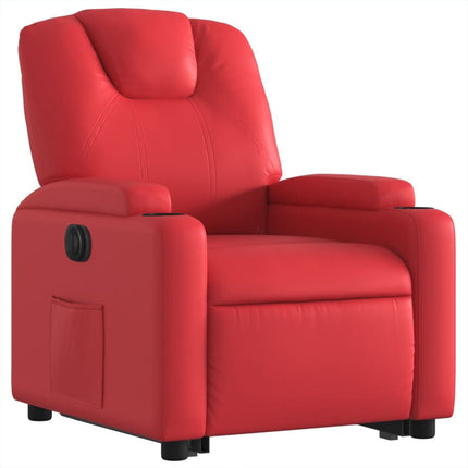 Reclinerfåtölj med uppresningshjälp röd konstläder