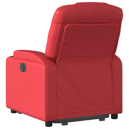 Reclinerfåtölj med uppresningshjälp röd konstläder