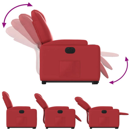Reclinerfåtölj med uppresningshjälp röd konstläder