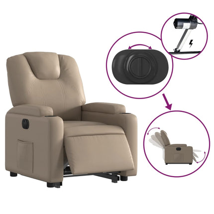 Reclinerfåtölj med uppresningshjälp cappuccino konstläder