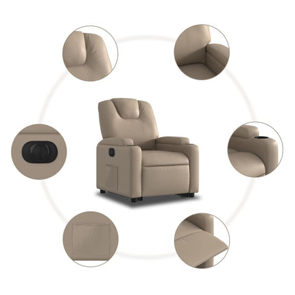 Reclinerfåtölj med uppresningshjälp cappuccino konstläder