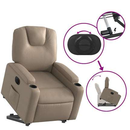 Reclinerfåtölj med uppresningshjälp cappuccino konstläder