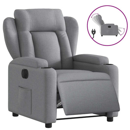 Elektrisk reclinerfåtölj ljusgrå tyg