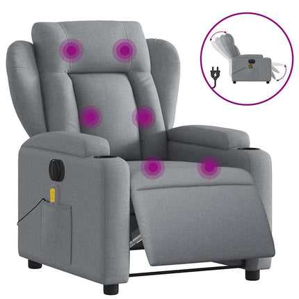 Elektrisk massagefåtölj ljusgrå tyg