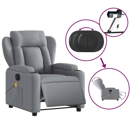 Elektrisk massagefåtölj ljusgrå tyg