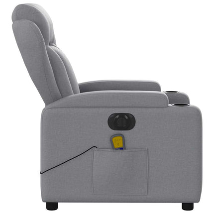 Elektrisk massagefåtölj ljusgrå tyg