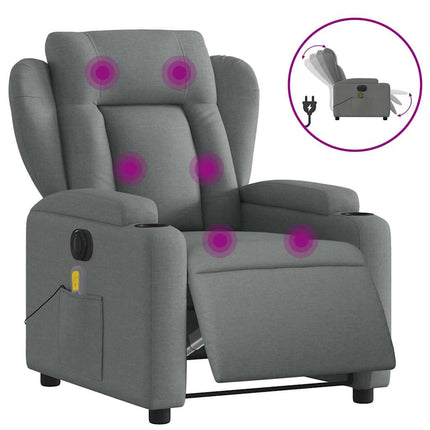 Elektrisk massagefåtölj mörkgrå tyg