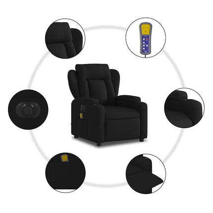Elektrisk massagefåtölj med uppresningshjälp svart tyg