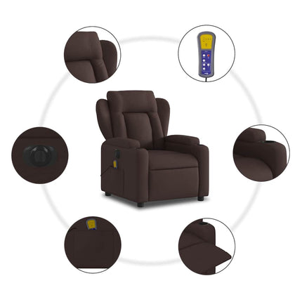 Elektrisk massagefåtölj mörkbrun tyg