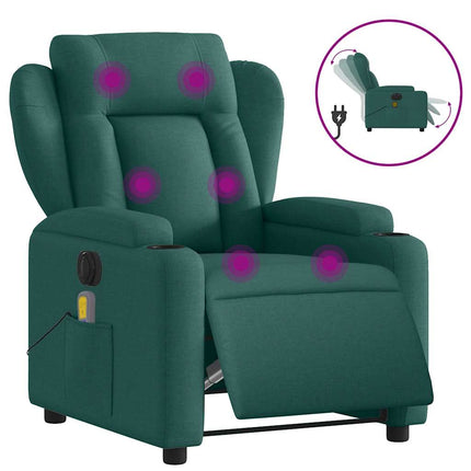 Elektrisk massagefåtölj mörkgrön tyg
