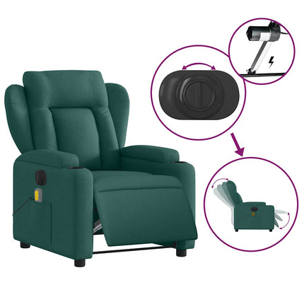Elektrisk massagefåtölj mörkgrön tyg