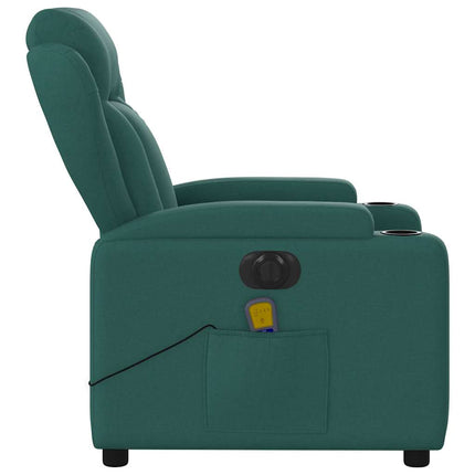 Elektrisk massagefåtölj mörkgrön tyg
