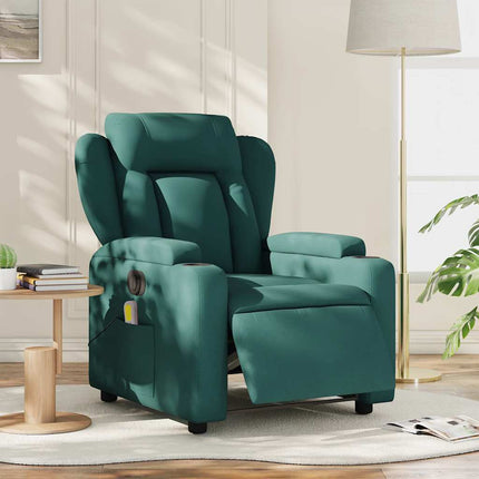 Elektrisk massagefåtölj mörkgrön tyg