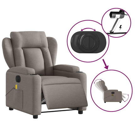 Elektrisk massagefåtölj taupe tyg