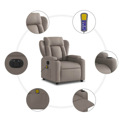 Elektrisk massagefåtölj taupe tyg