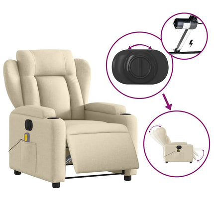 Elektrisk massagefåtölj gräddvit tyg