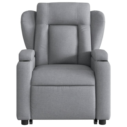 Reclinerfåtölj med uppresningshjälp ljusgrå tyg