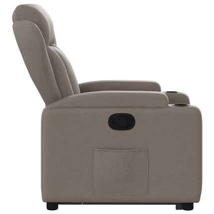 Reclinerfåtölj med uppresningshjälp taupe tyg