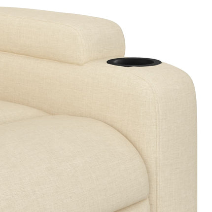 Reclinerfåtölj med uppresningshjälp gräddvit tyg
